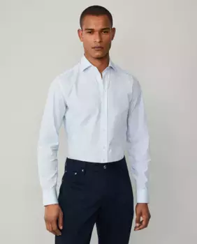 Рубашка мужская с микроузором цветочным, большие размеры Hackett, светло-голубой