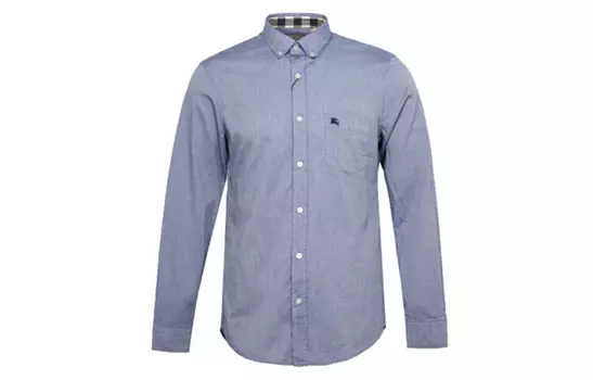 Рубашка мужская серая/синяя Burberry, серый/синий