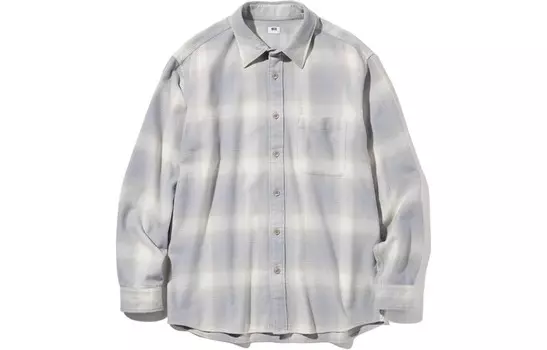 Рубашка мужская серая Uniqlo, серый