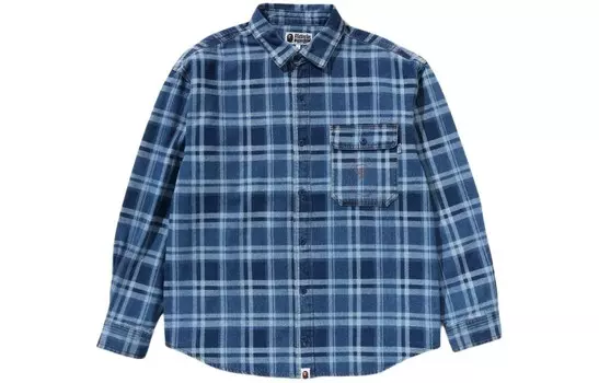 Рубашка мужская синяя A Bathing Ape, синий