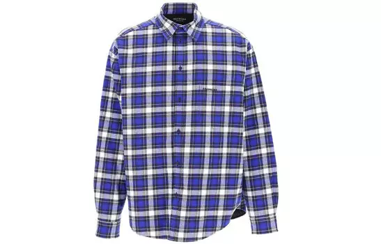 Рубашка мужская синяя Balenciaga, синий