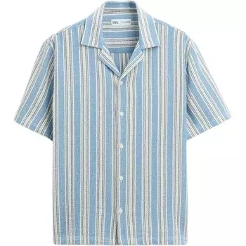 Рубашка мужская синяя/белая Zara, синий/белый
