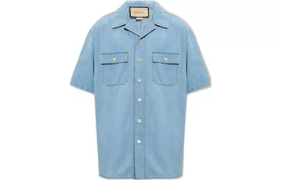 Рубашка мужская синяя Gucci, синий