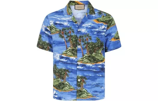 Рубашка мужская синяя Gucci, синий