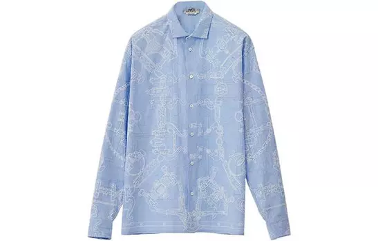 Рубашка мужская синяя Hermes, синий