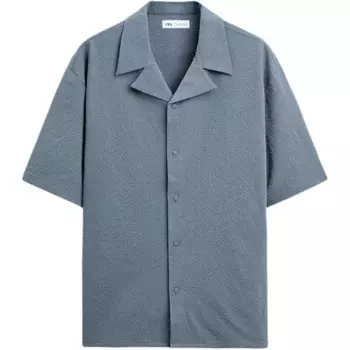 Рубашка мужская синяя/серая Zara, синий/серый