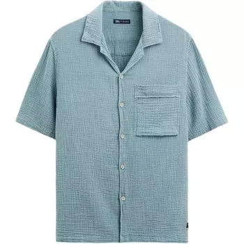 Рубашка мужская синяя Zara, синий