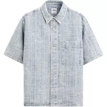 Рубашка мужская синяя Zara, синий