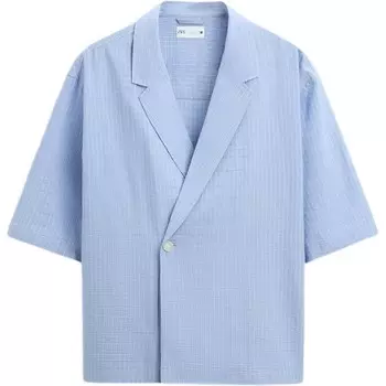 Рубашка мужская синяя Zara, синий