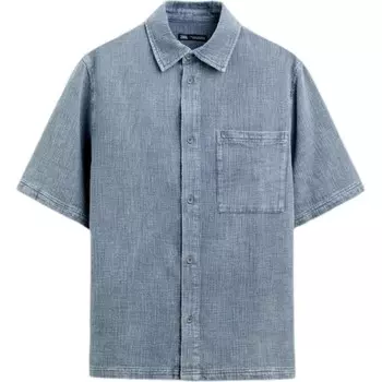 Рубашка мужская синяя Zara, синий