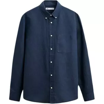 Рубашка мужская синяя Zara, синий