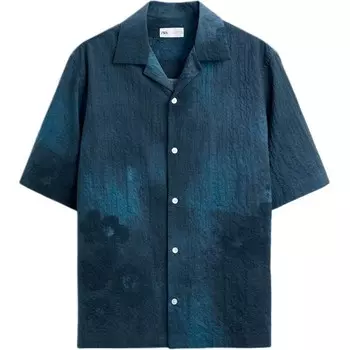 Рубашка мужская синяя Zara, синий