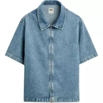 Рубашка мужская синяя Zara, синий