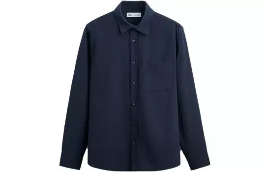 Рубашка мужская синяя Zara, синий