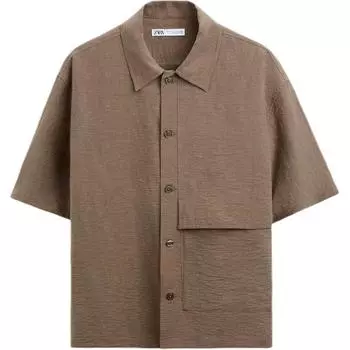 Рубашка мужская соболиного цвета Zara, цвет Sable color