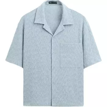 Рубашка мужская стираная синяя Zara, синий