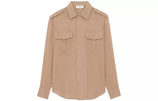 Рубашка мужская светло-коричневая Saint Laurent, коричневый