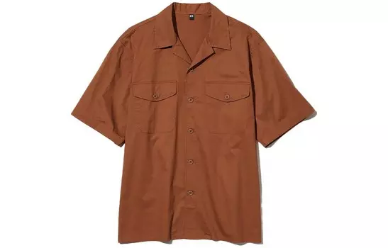 Рубашка мужская светло-коричневая Uniqlo, коричневый