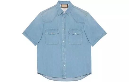 Рубашка мужская светло-синяя Gucci, светло-голубой