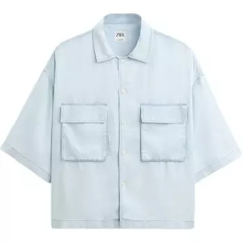 Рубашка мужская светло-синяя Zara, светло-голубой