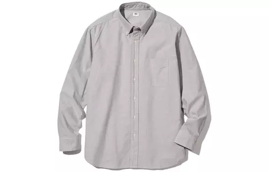 Рубашка мужская свинцово-серая Uniqlo, серый