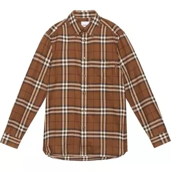 Рубашка мужская темно-коричневая березовая Burberry, коричневый