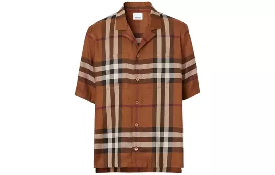 Рубашка мужская темно-коричневая березовая Burberry, коричневый