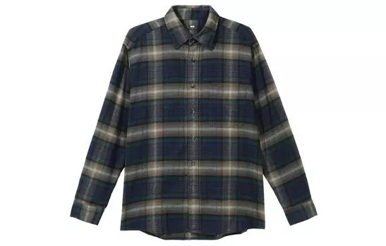 Рубашка мужская темно-зеленая Uniqlo, темно-зеленый