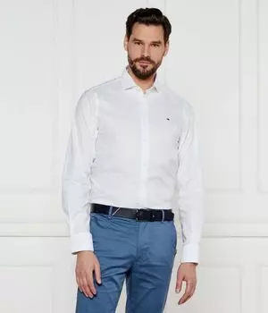 Рубашка мужская Tommy Hilfiger хлопковая с логотипом, белый