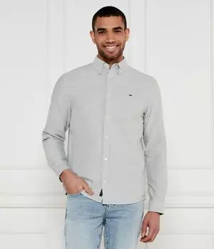Рубашка мужская Tommy Jeans хлопковая с логотипом бренда, серый