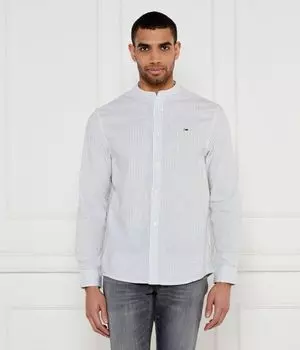Рубашка мужская Tommy Jeans с воротником-стойкой в полоску, белый