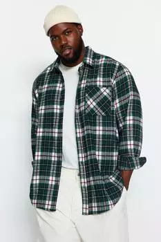 Рубашка мужская Trendyol Lumberjack с клетчатым воротником и пуговицами, зеленый