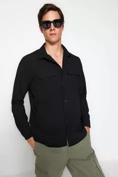 Рубашка мужская Trendyol текстурированная, черный