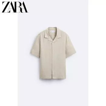 Рубашка мужская Zara с короткими рукавами, бежевый