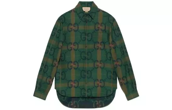 Рубашка мужская зеленая Gucci, зеленый