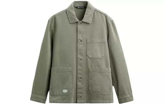Рубашка мужская зеленая Zara, зеленый