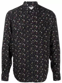 Рубашка на кнопках с принтом Saint Laurent, черный