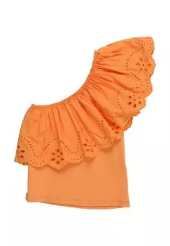 Рубашка на одно плечо, английская вышивка, детская Manguun, цвет Tangerine