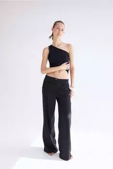 Рубашка на одно плечо в рубчик H&M, черный
