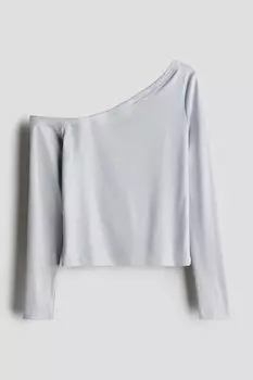 Рубашка на одно плечо в рубчик H&M, серый