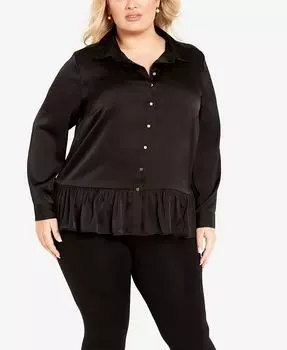 Рубашка на пуговицах больших размеров Gracie, топ на пуговицах Avenue, черный