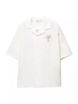 Рубашка на пуговицах Comfort fit Pull&Bear SANTA MONICA, белый