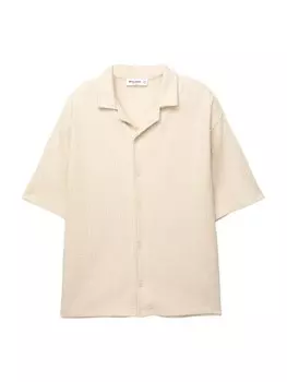 Рубашка на пуговицах Comfort fit Pull&Bear, бежевый