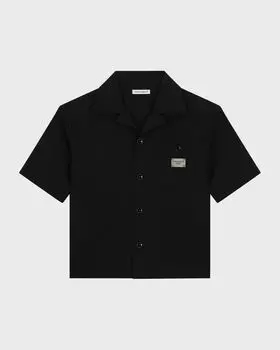 Рубашка на пуговицах для мальчика с металлическим логотипом Dolce&Gabbana, цвет Black