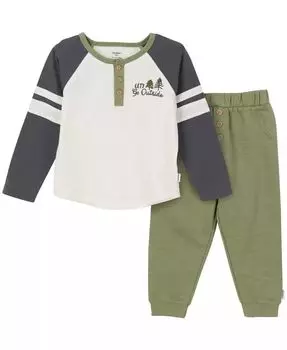 Рубашка на пуговицах и джоггеры для мальчиков для малышей, комплект из 2 предметов Gerber, зеленый