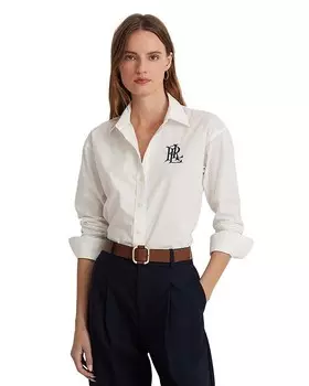 Рубашка на пуговицах из эластичного хлопка Lauren Ralph Lauren, белый