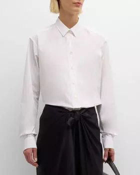 Рубашка на пуговицах из фирменного хлопка в тонкую полоску Toteme, цвет Open White