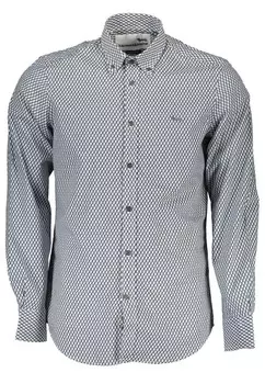 Рубашка на пуговицах из хлопка с контрастными манжетами Harmont&Blaine, синий