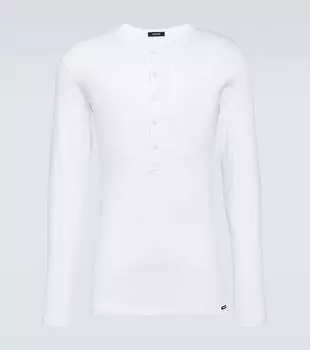 Рубашка на пуговицах из хлопкового джерси Tom Ford, белый