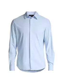 Рубашка на пуговицах из хлопкового поплина Emporio Armani, цвет solid medium